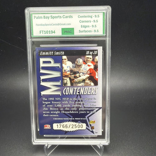 1998 Leaf Rookies & Stars #18 Emmitt Smith MVP Contenders #/2500 PBSC 9.5 — photo 2 of 2