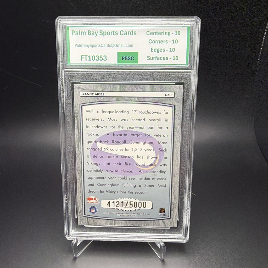 1999 Donruss - Gridiron Kings Randy Moss #GK1 /4500 PBSC 10 — photo 2 of 2