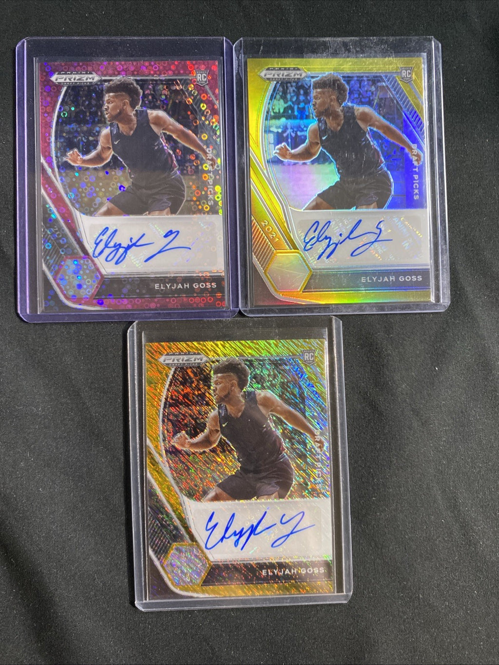 2021 Panini Prizm Draft Picks Elijah Goss RC Auto Rainbow — photo 10 of 15