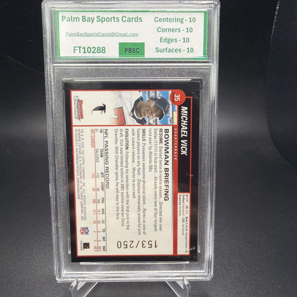 MICHAEL VICK 2002 Bowman Chrome XFRACTOR Refractor #35 PBSC 10 /250 — photo 2 of 3