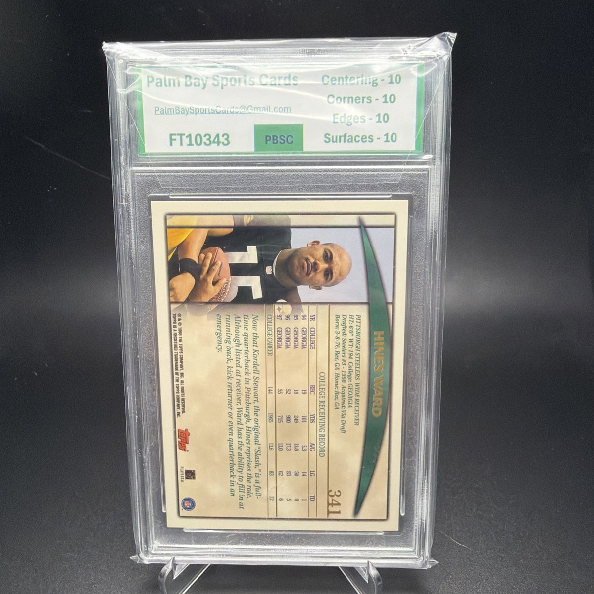 1998 TOPPS #341 HINES WARD RC PBSC 10 (3) — photo 2 of 2