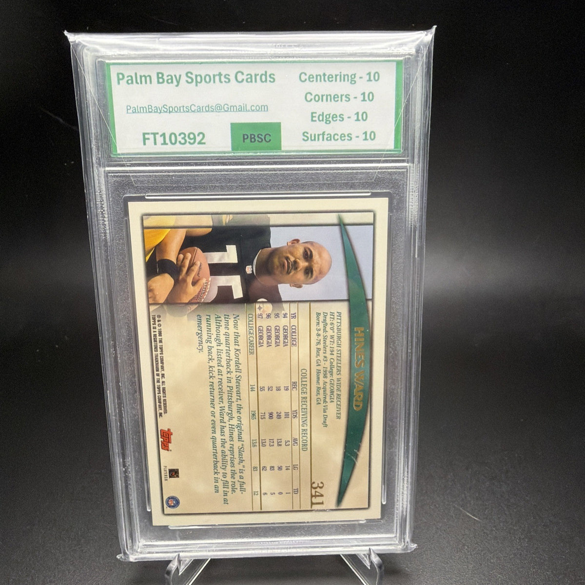 1998 TOPPS #341 HINES WARD RC PBSC 10 (1) — photo 2 of 2