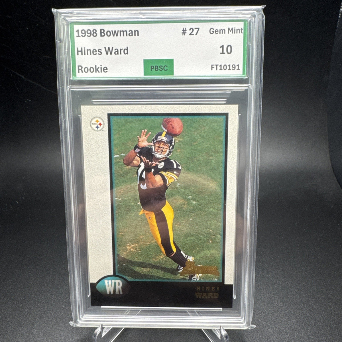 1998 Bowman - Hines Ward #27 (RC) Pittsburgh Steelers PBSC 10 — photo 1 of 2