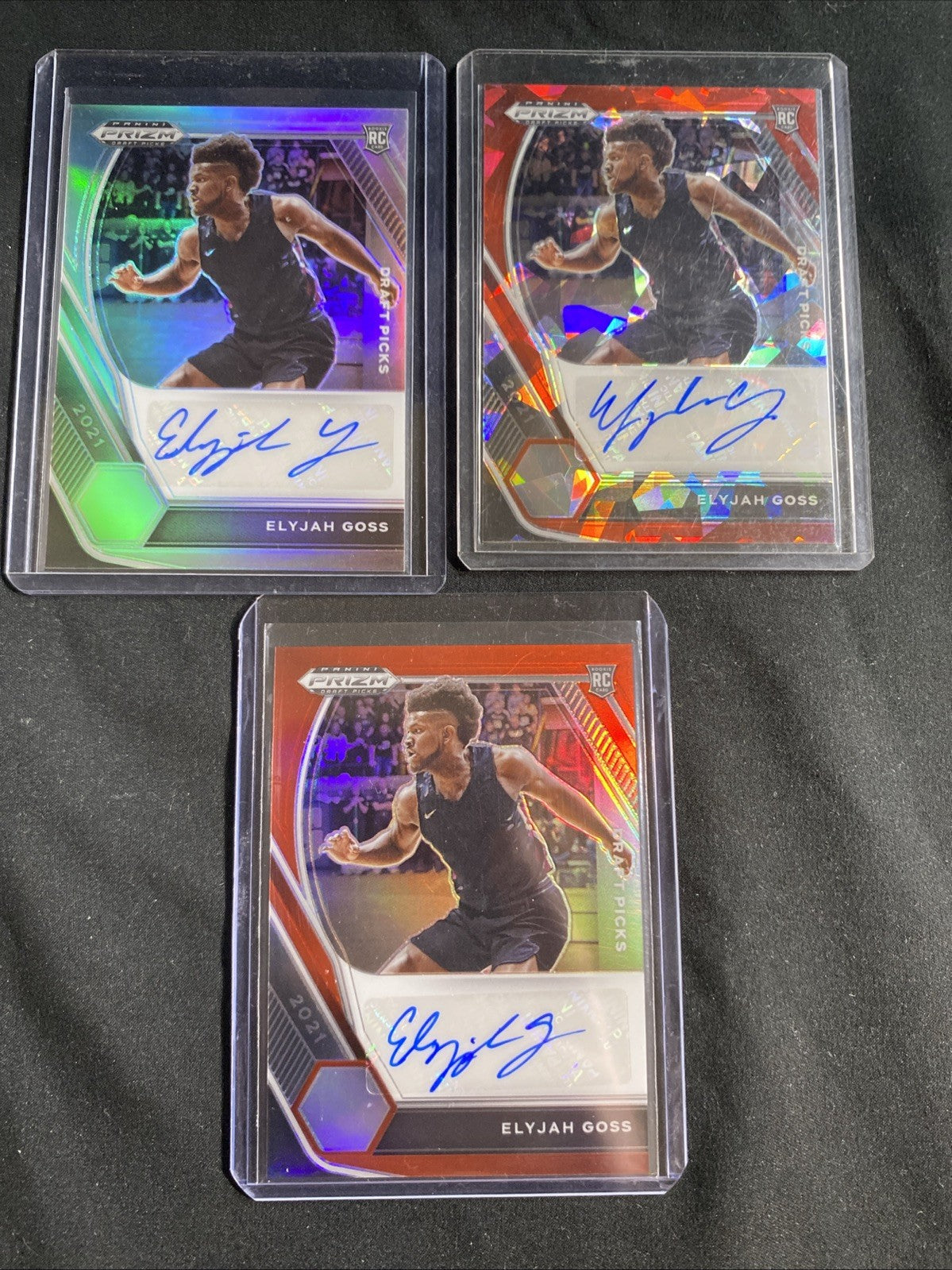2021 Panini Prizm Draft Picks Elijah Goss RC Auto Rainbow — photo 4 of 15