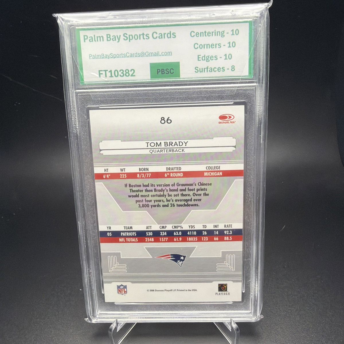 2006 Leaf Certified Materials Tom Brady #86 Patriots PBSC 9.5 — photo 2 of 2