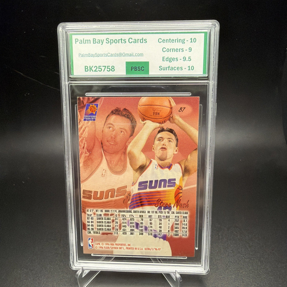 1996-97 Fleer Ultra Steve Nash Rookie RC #87 Suns PBSC 9.5 — photo 2 of 2